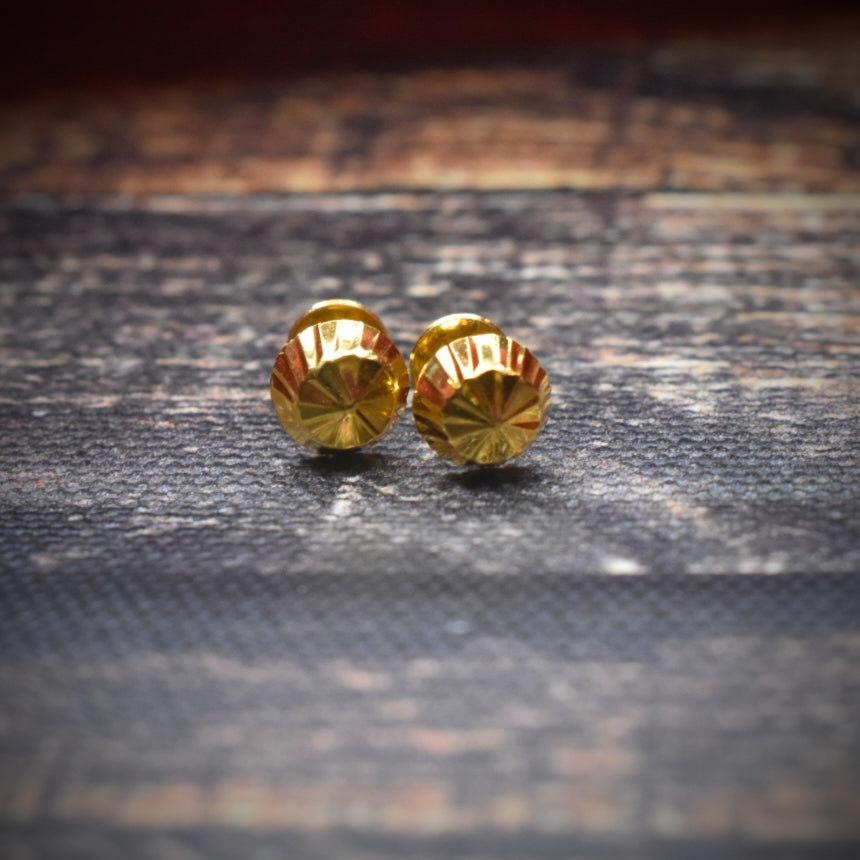24K Gold Plated Button Top Earrings - Professional Office Wear Jewelry