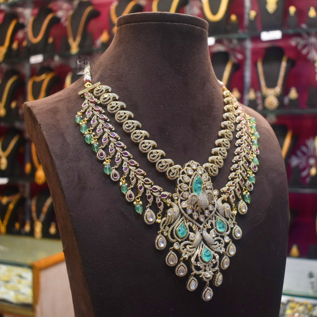 Asp Victorian Green Kundan Double-Layered Necklace