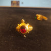Gold Turtle Ring with Stone - Kachua Ring for Good Luck & Vastu (Yellow / Green / Red)