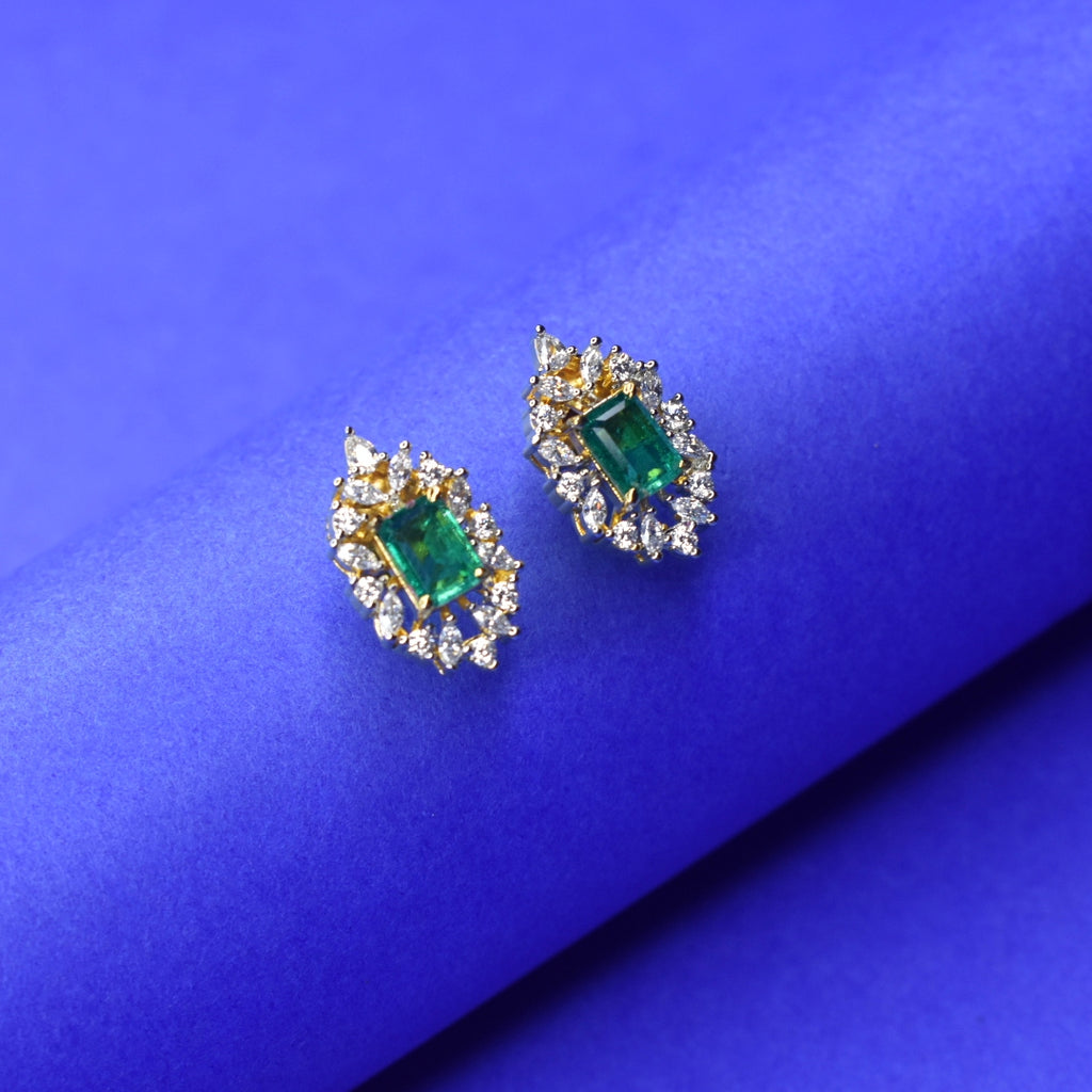 American Diamond Stud Earrings - 24K Gold Plated Office Wear