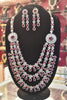 Ruby & Diamond Multi-Layer Bridal Necklace Set with Earrings 114366196646