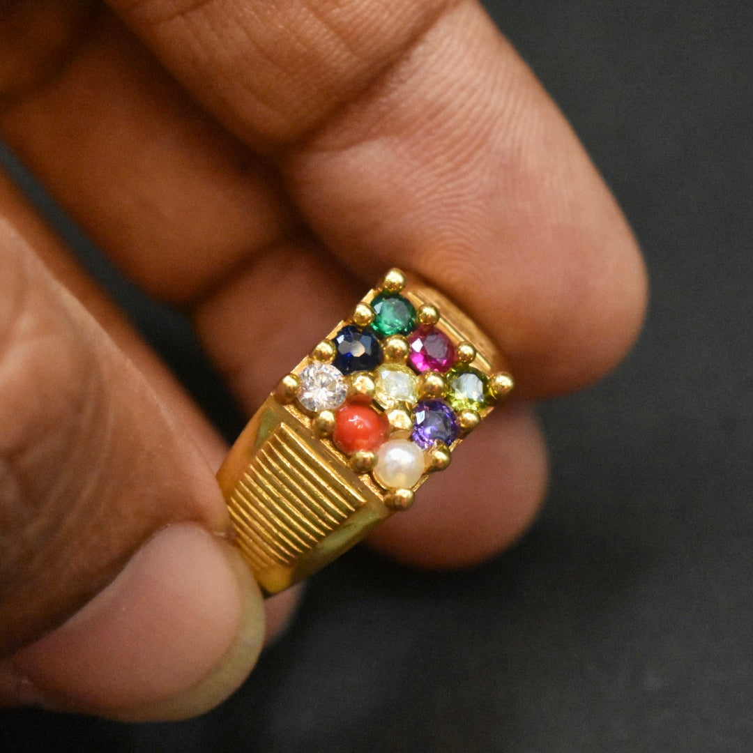 Panchaloha Navratana Ring for Men - Handmade Premium Finishing