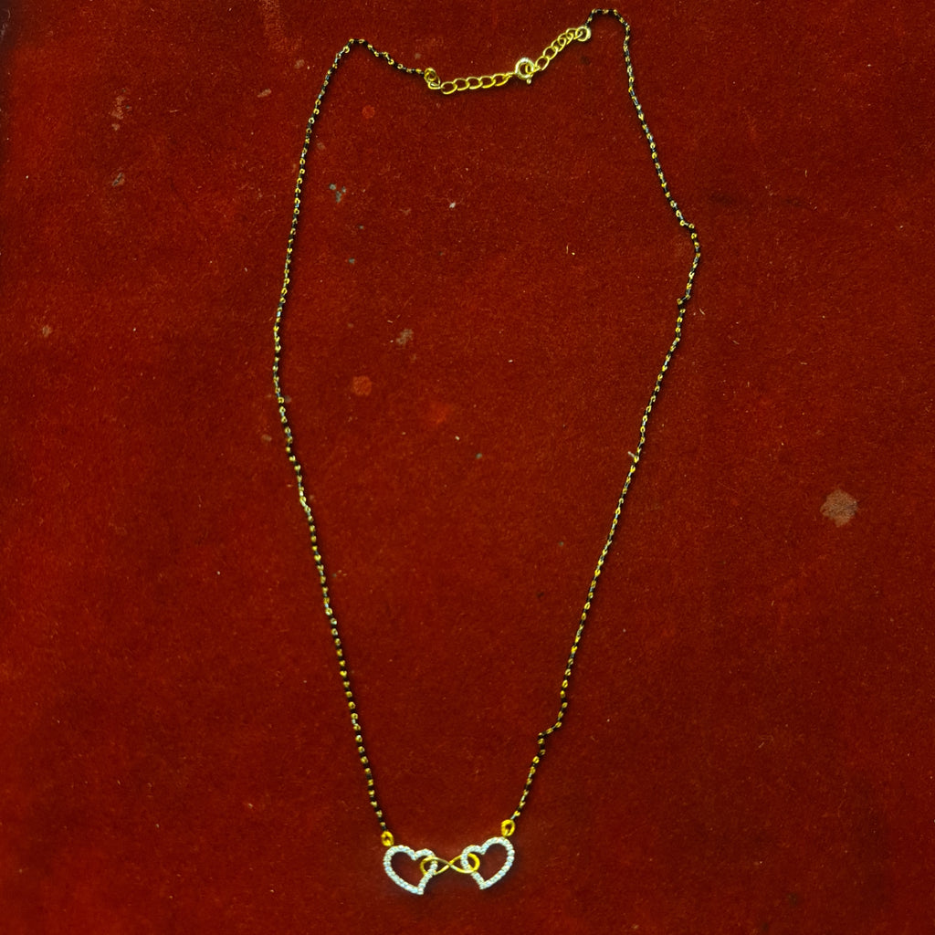 925 Silver Gold Plated Heart Pendant Mangalsutra