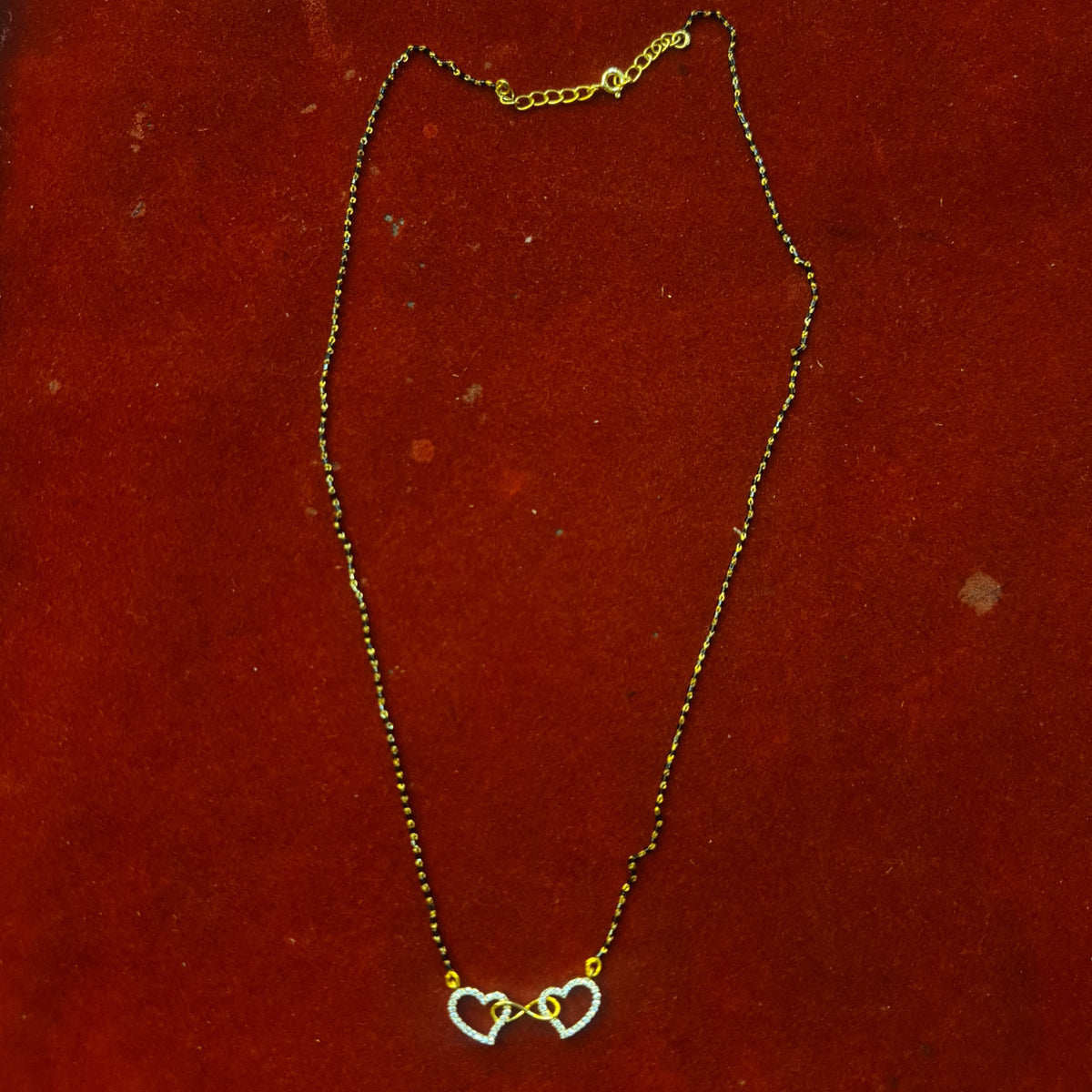 925 Silver Gold Plated Heart Pendant Mangalsutra