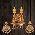 Nagas Laxmi Pendant Set with Earrings | 24K Gold Plated Antique Jewellery