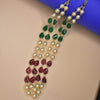 "Elegant Elegance: Double Layered Pearl, Ruby, and Emerald Necklace for Timeless Style"