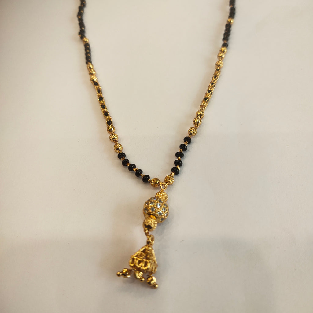 Refined 18-Inch Black Beads Mangalsutra | 24K Gold Plated | Executive Wear