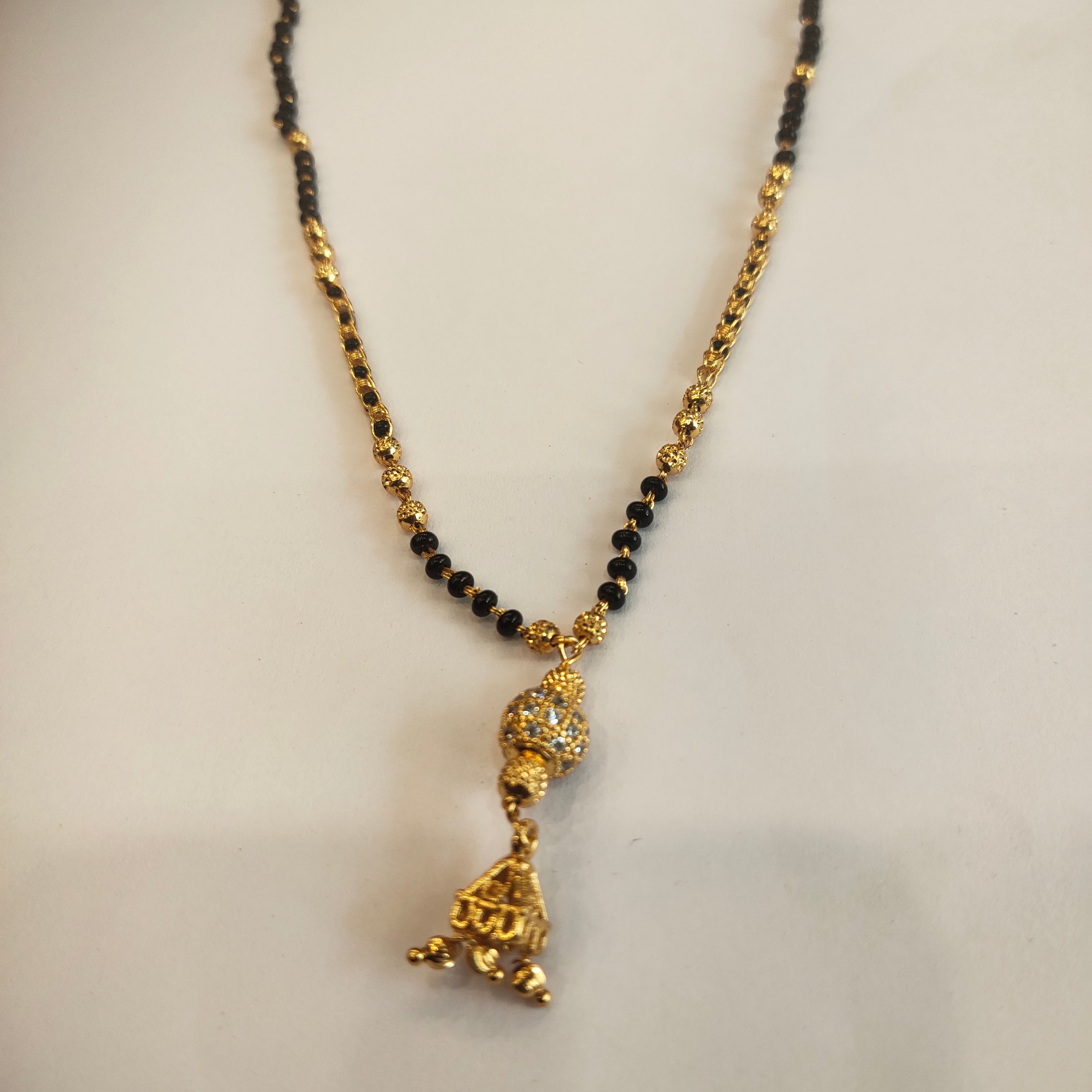 Refined 18-Inch Black Beads Mangalsutra | 24K Gold Plated | Executive Wear