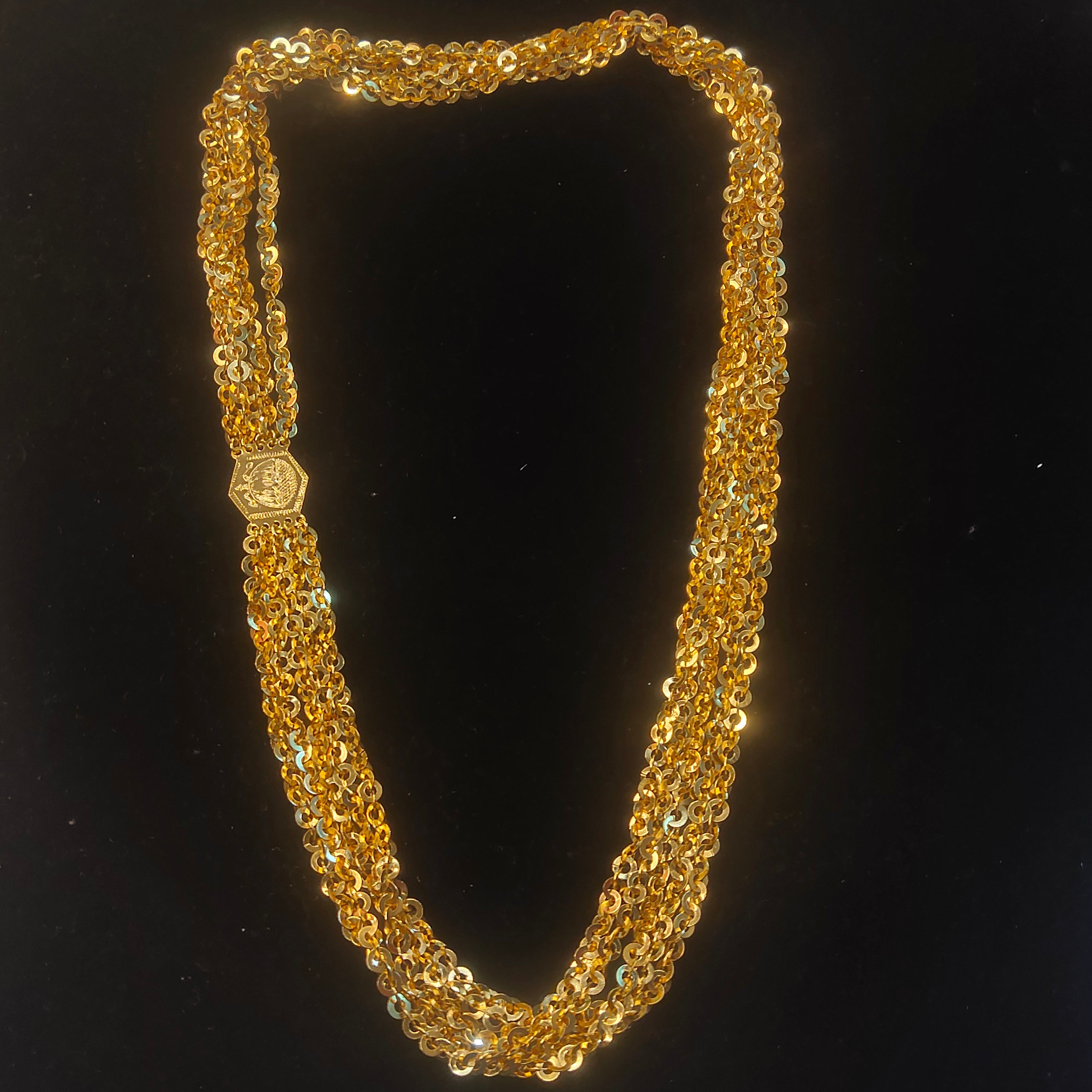 Gold Multi-Strand Coin Chain Necklace – Layered Statement Jewelry