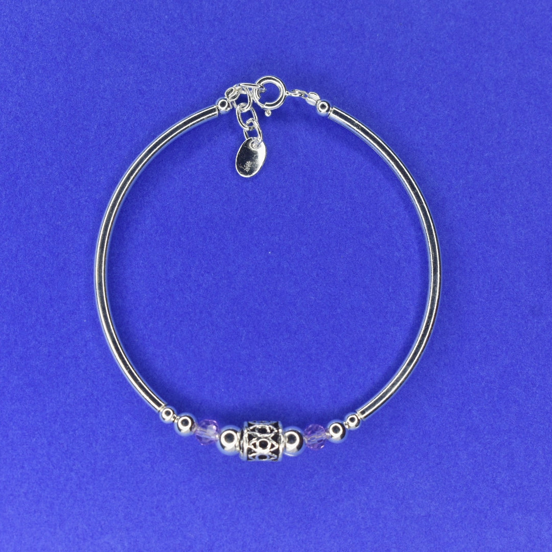 "Gleaming Grace: Stunning 92.5 Sterling Silver Bangles Set for Women"