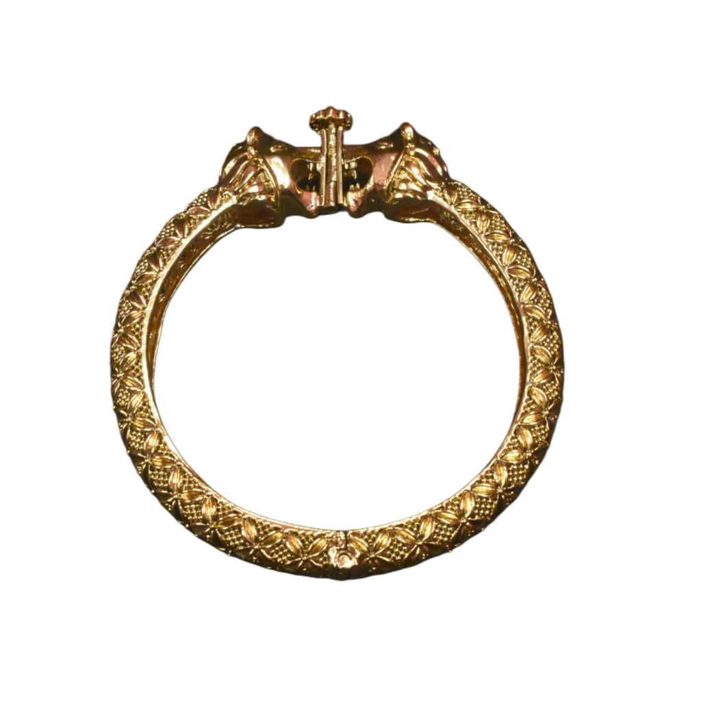 Openable Antique Roaring Simha Kada for Men - 24K Gold Plated