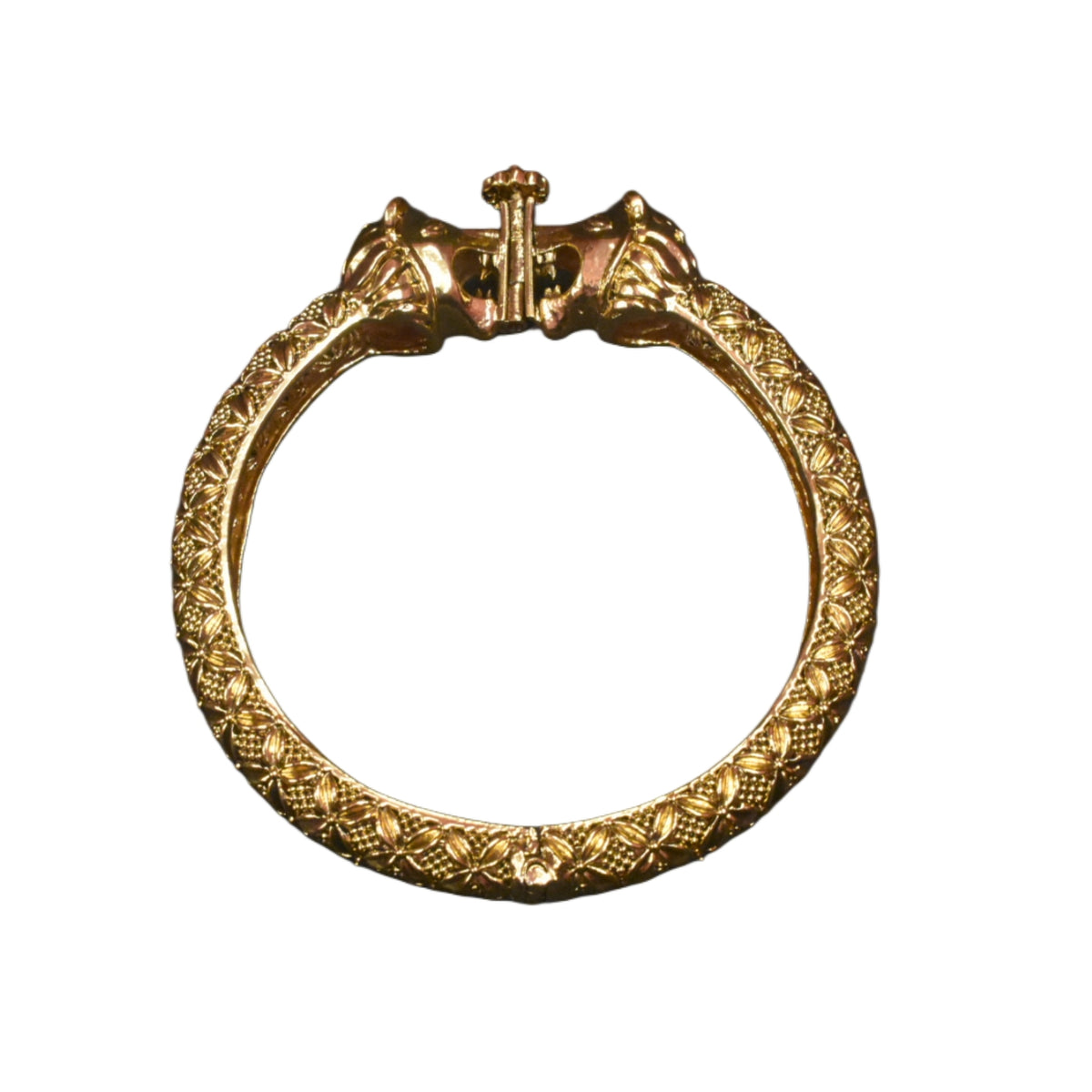 Openable Antique Roaring Simha Kada for Men - 24K Gold Plated
