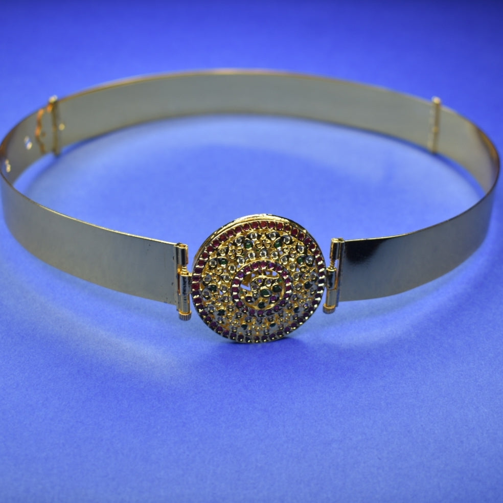 Reversible Gemstone Kundan Kids Vaddanam - 24K Gold Plated Traditional Waist Belt