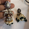 Asp Victorian CZ Peacock Jhumka Earrings