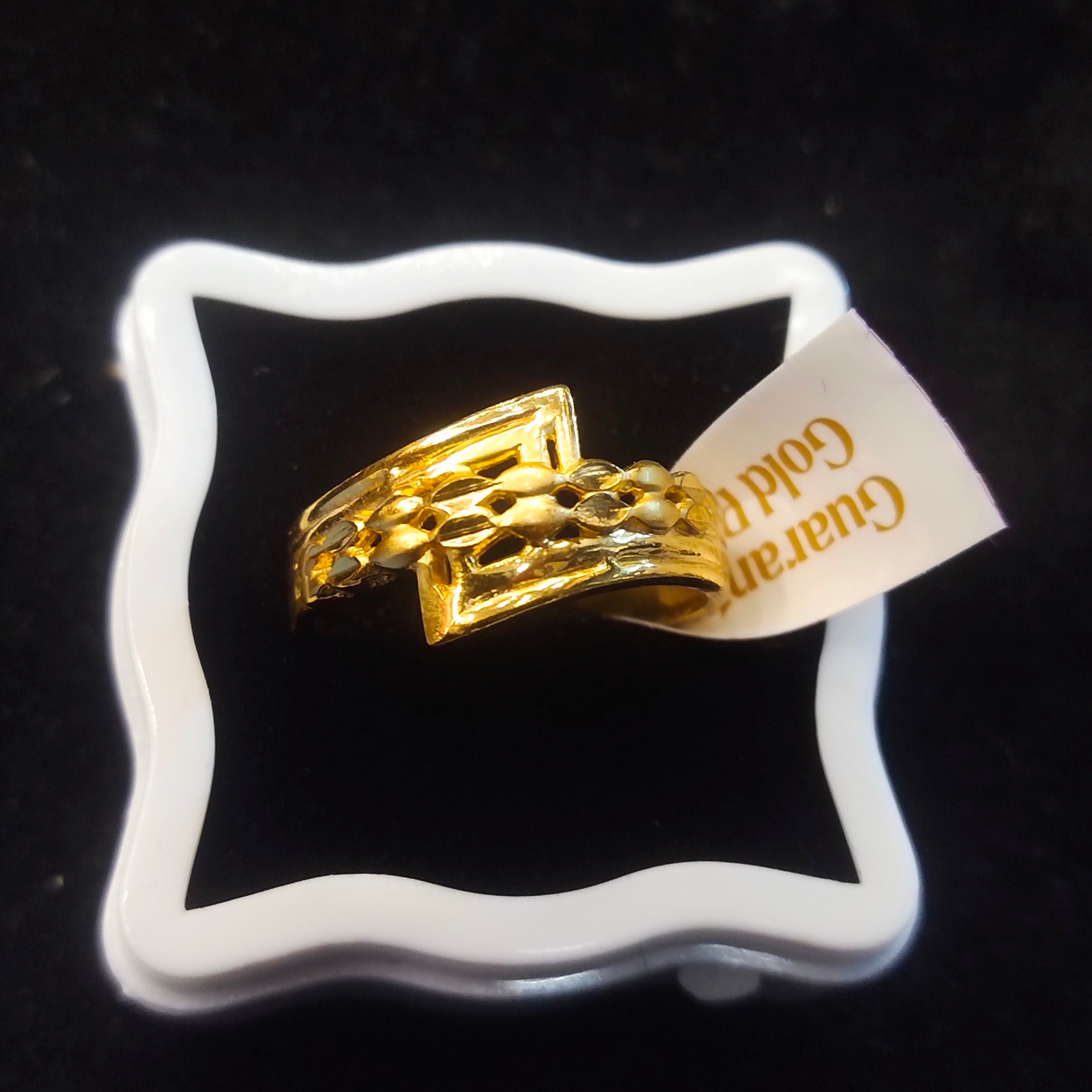Gold Geometric Open-Work Ring for Men