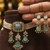Asp Pastel Green Victorian Diamond Pearls Choker Necklace Set