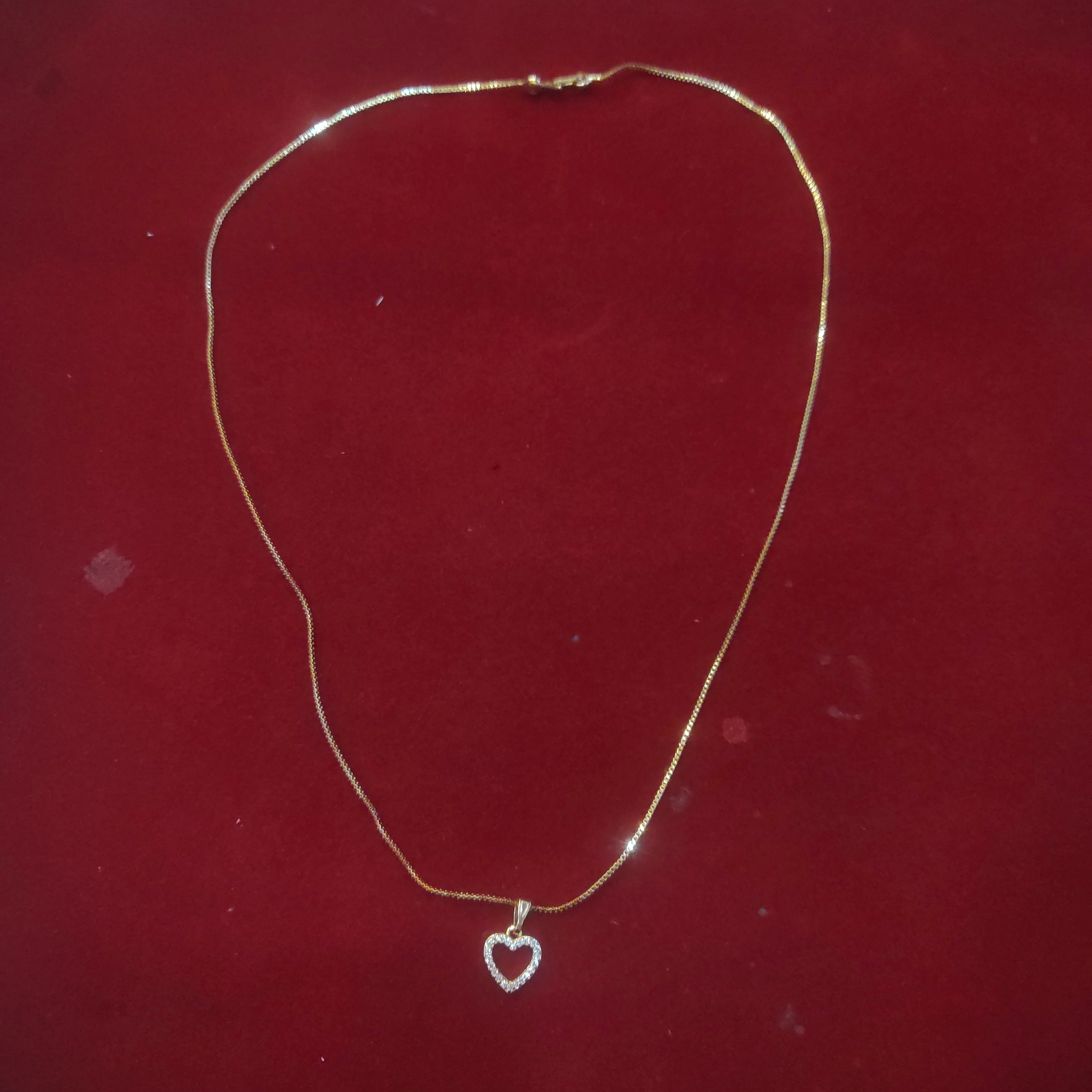 Delicate Heart Pendant Necklace - 24K Gold Plated CZ Chain