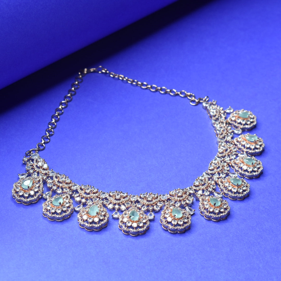 Rose Gold Plated Zircon Necklace Set By Asp Fashion Jewellery