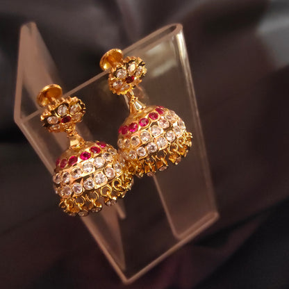 "Glow with Grace: Discover the Elegance of Panchloha Gatti Chatha Kamal Buttalu/Jhumka Earrings Set by Asp Fashion Jewellery"