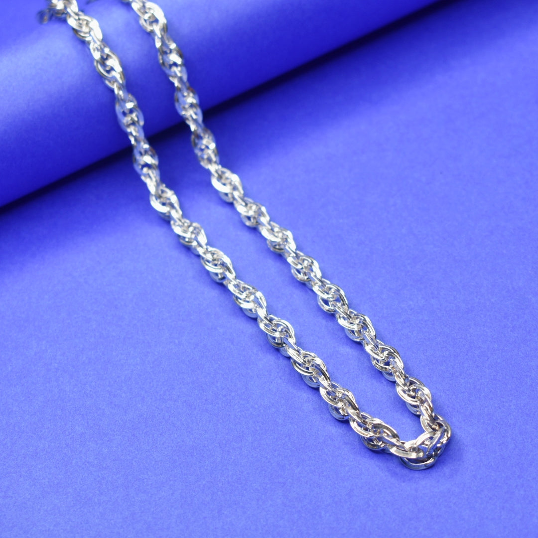 92.5 Sterling Silver Hollow Chain for Men - 20 Inch Lightweight Design (23g)