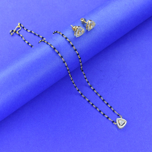 "Elegance Redefined: The Timeless Diamond-Model Black Beads Mangalsutra Chain"