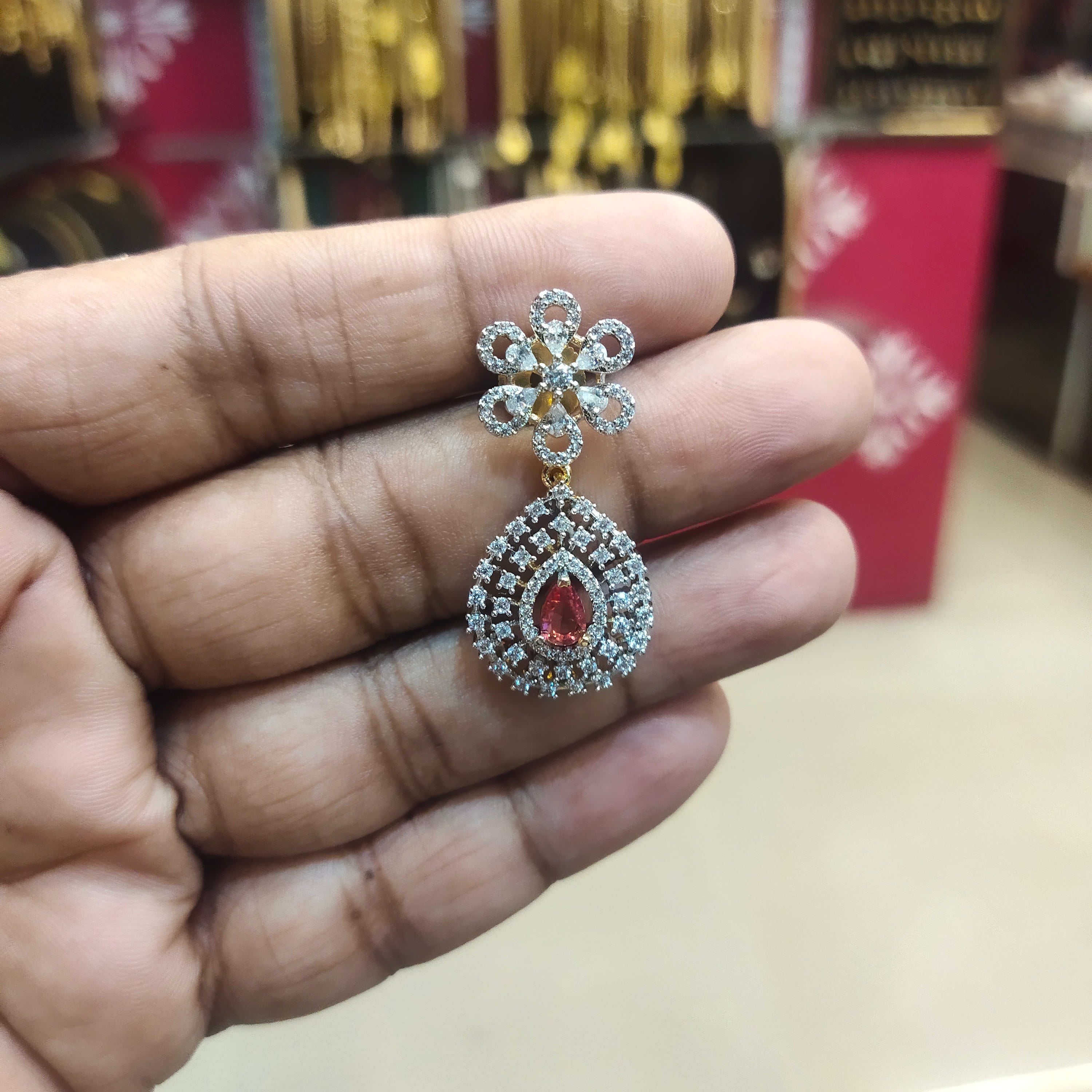 Asp Rhodium-Gold Zircon Drop Earrings