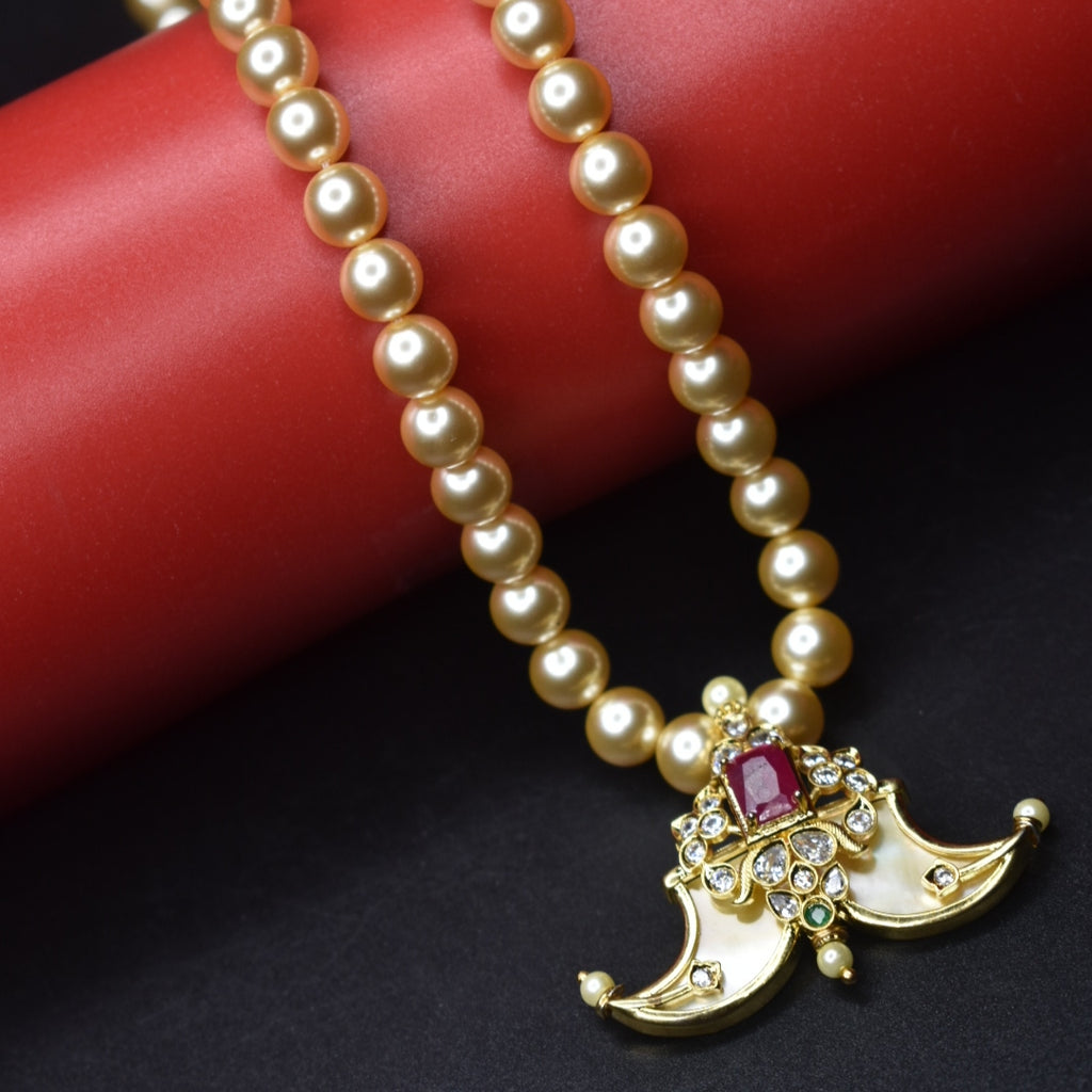Dazzle Your Little Star: CZ Puligoru Locket with Pearls Necklace for Kids - 30 Inches