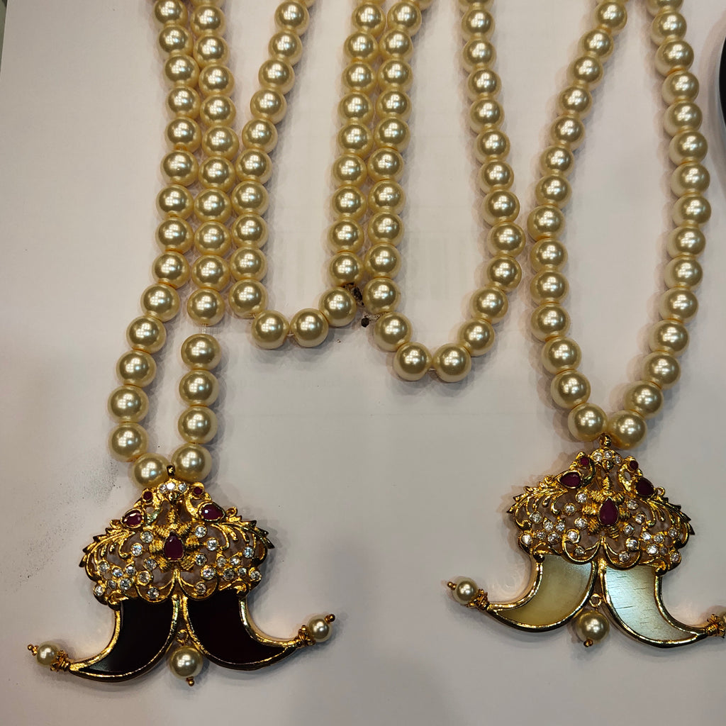 Premium Gold Plated Puligoru Pendant Mala for Groom - Traditional Wedding Jewelry