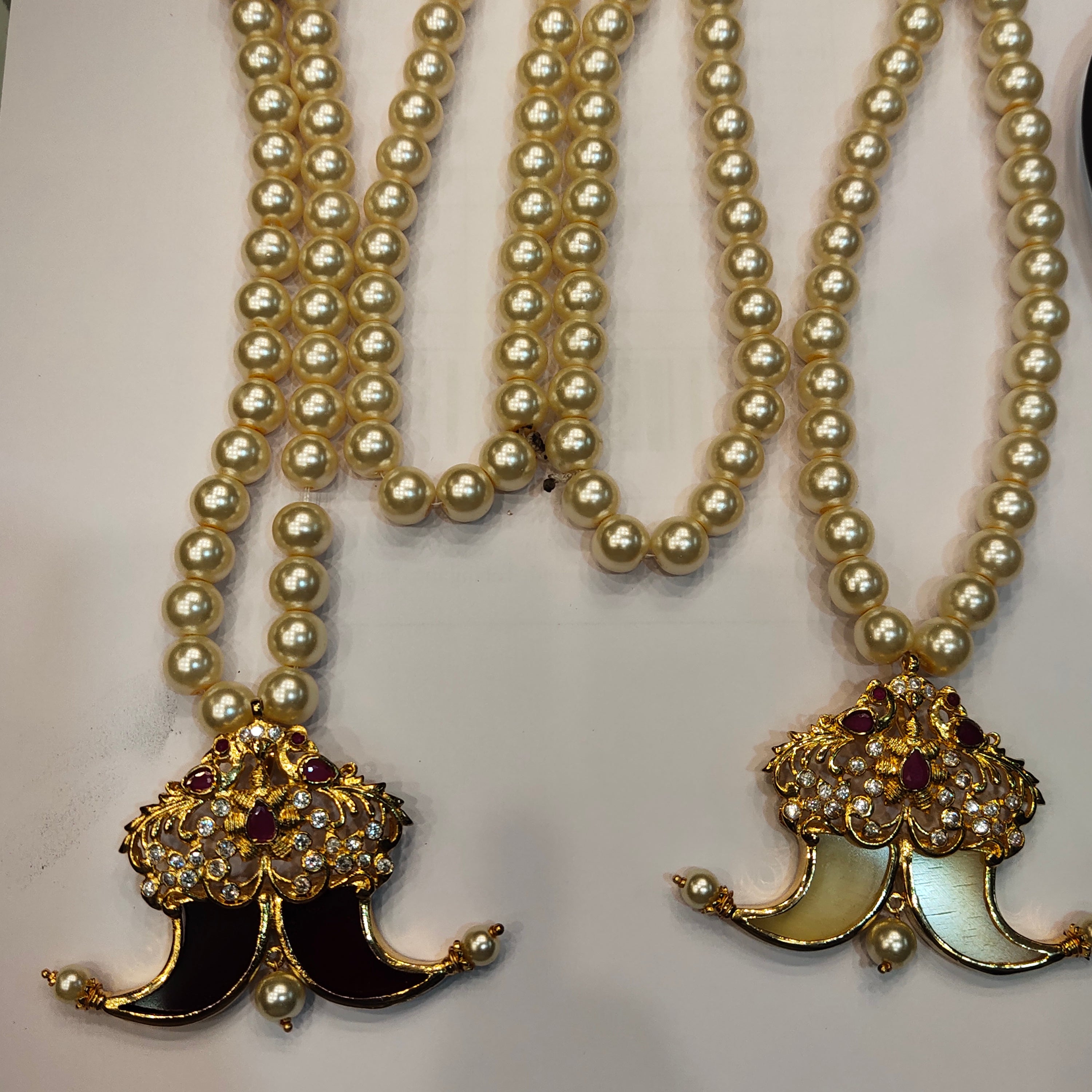 Premium Gold Plated Puligoru Pendant Mala for Groom - Traditional Wedding Jewelry