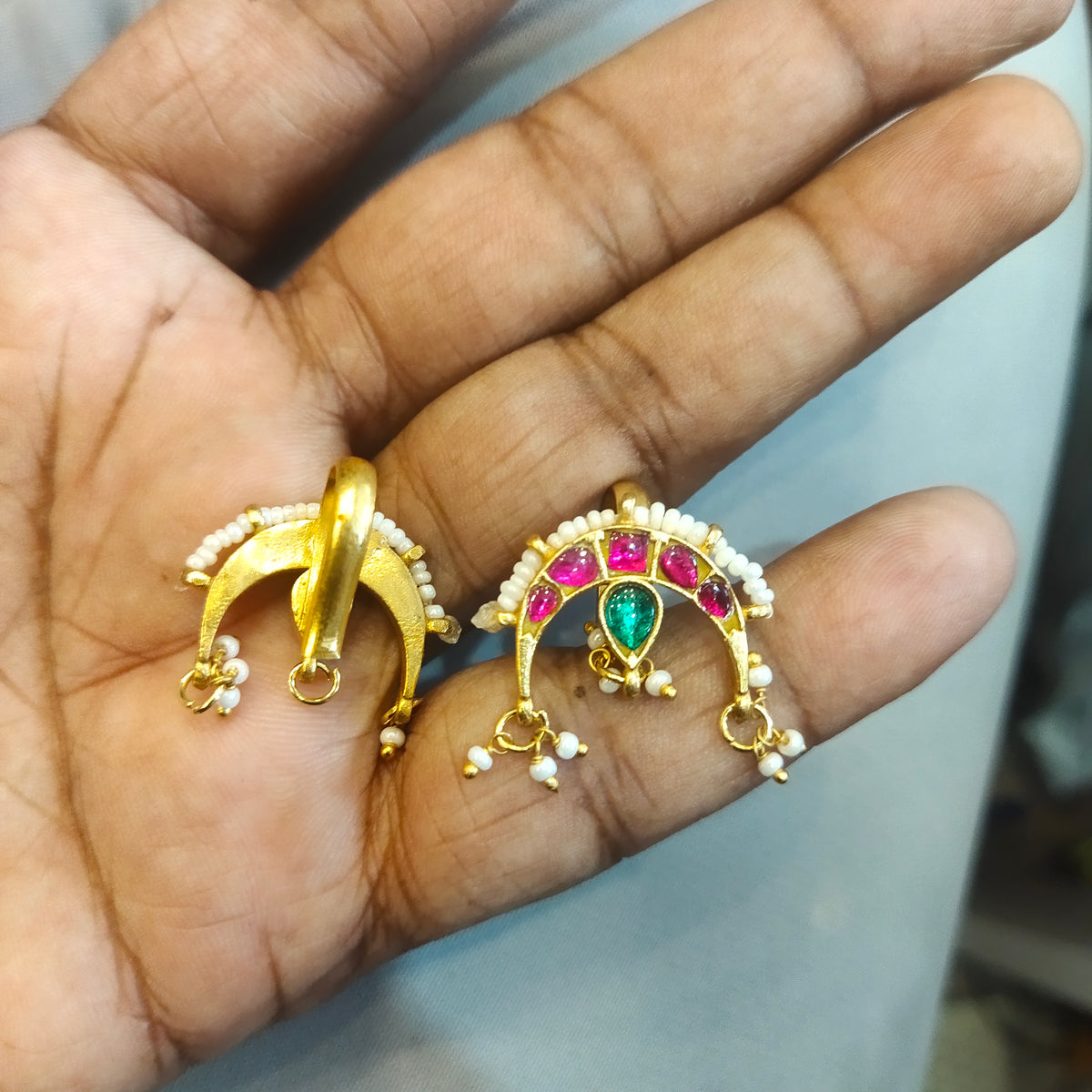 Antique Gold Plated Bugadi Earrings - Vintage Heritage Style