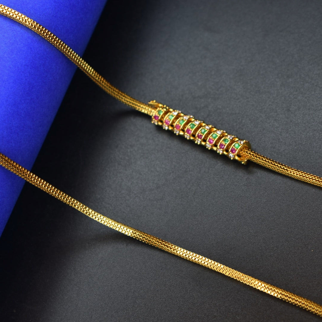 Elegant 24K Gold Plated Mugappu Chain - Premium South Indian Design