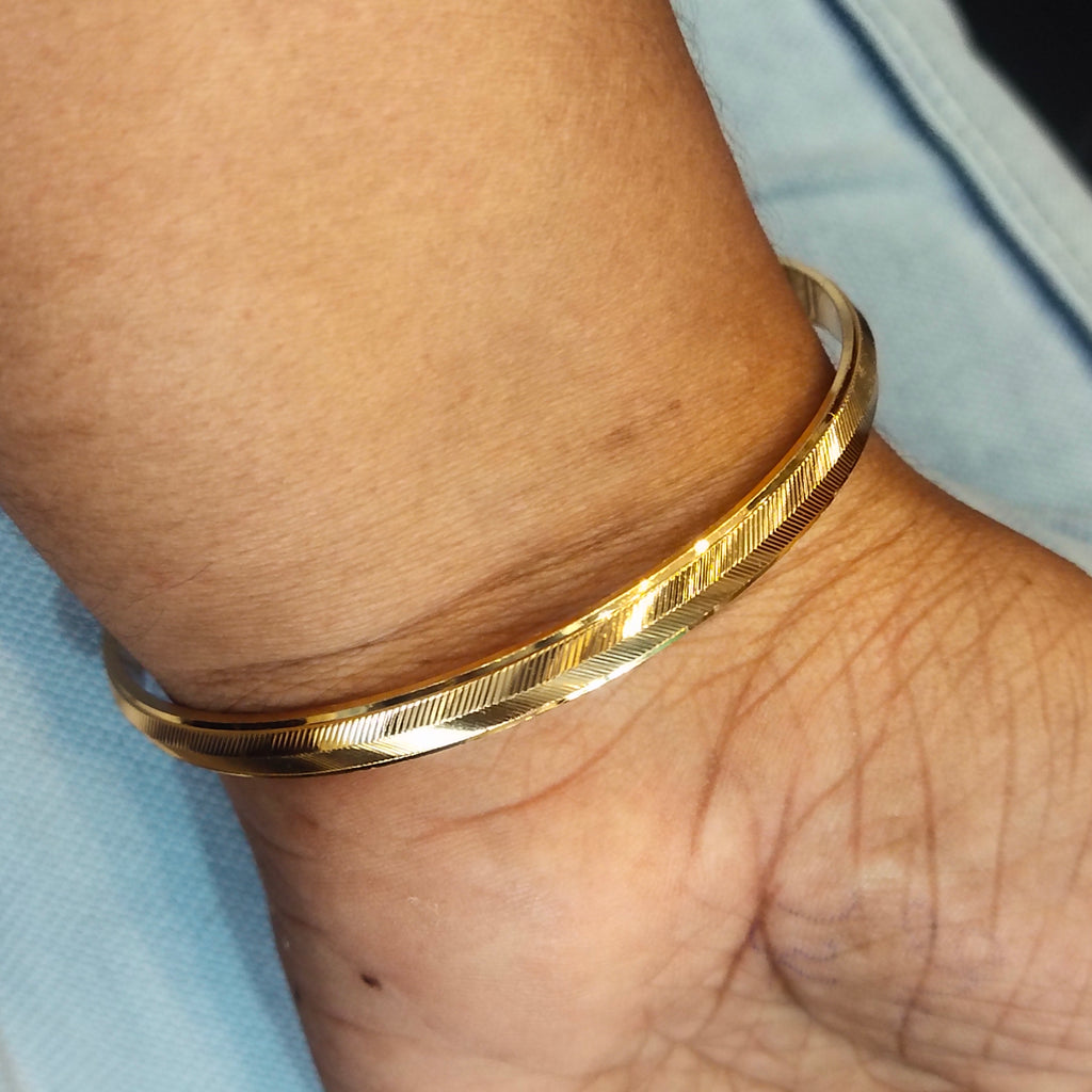 24K Gold Plated Punjabi Sikh Kada for Men - Anti Tarnish Daily Wear Bracelet