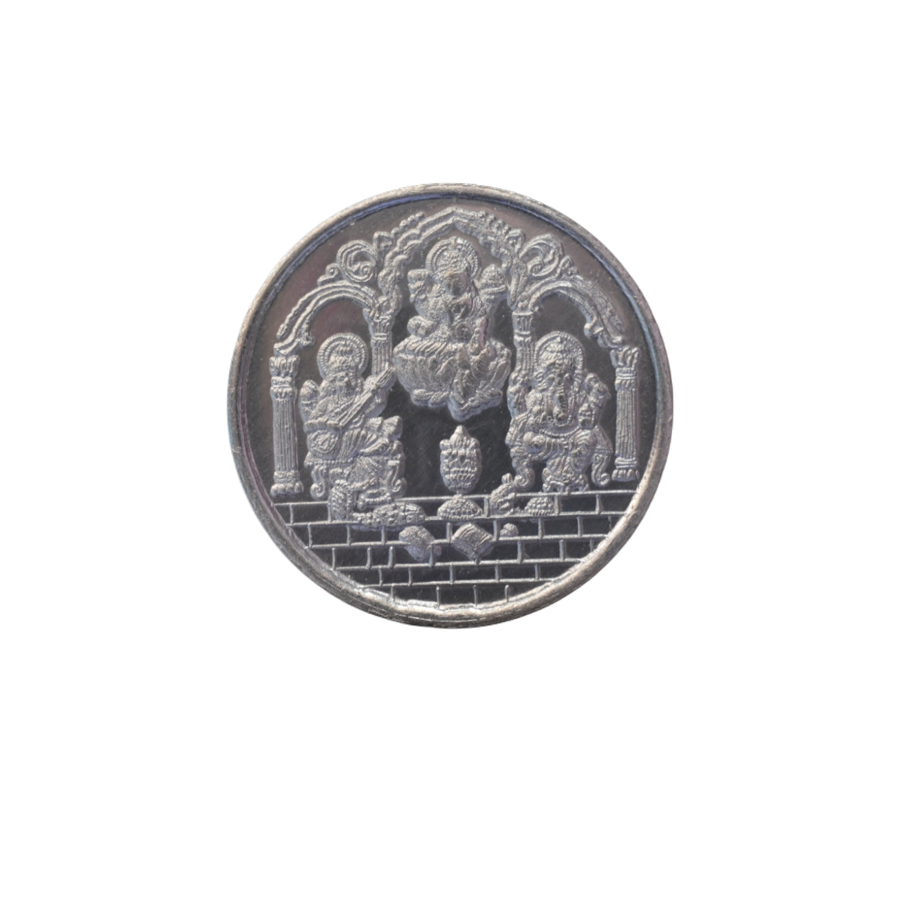 Silver Laxmi Ganesh Saraswati Coin - 10 Grams