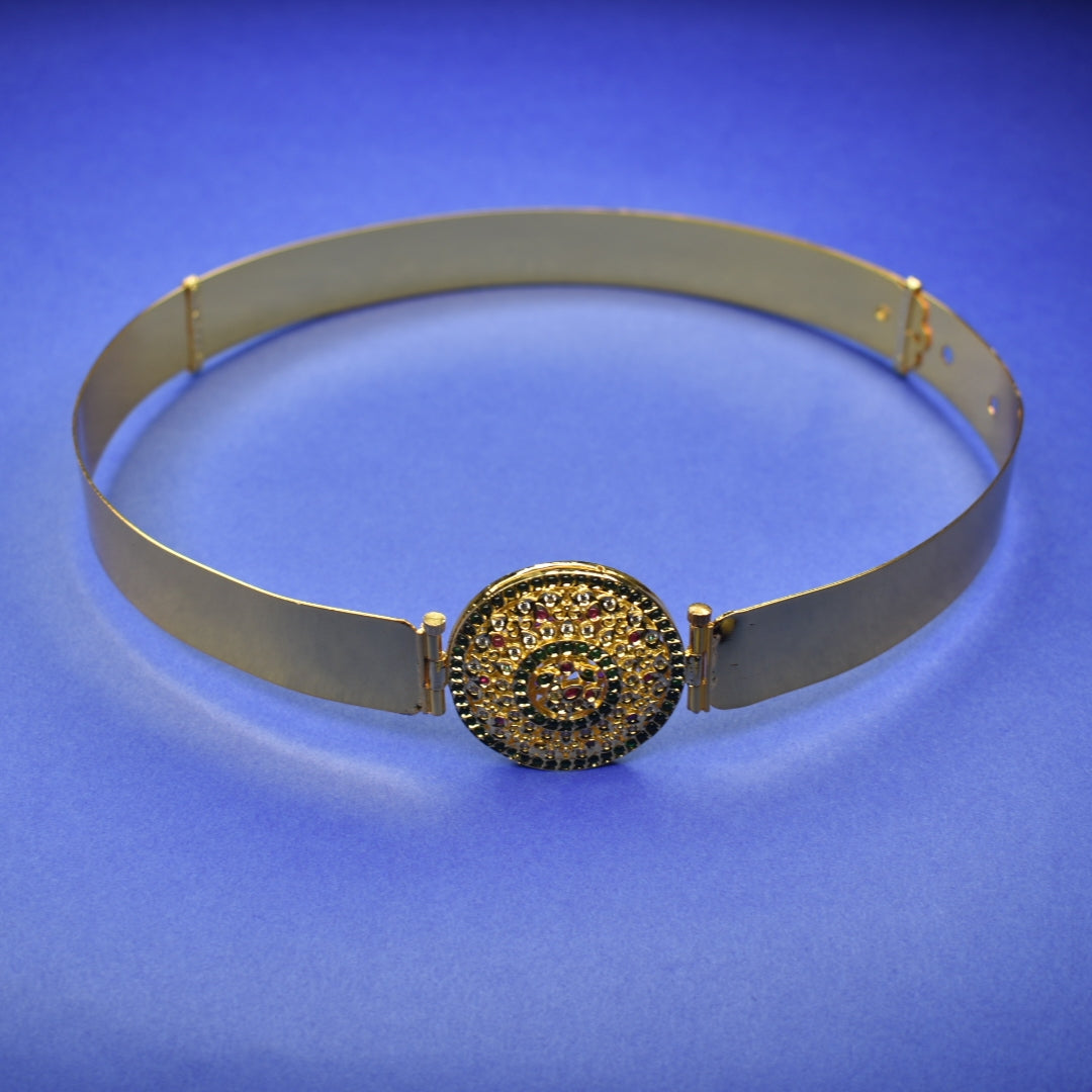 Reversible Gemstone Kundan Kids Vaddanam - 24K Gold Plated Traditional Waist Belt