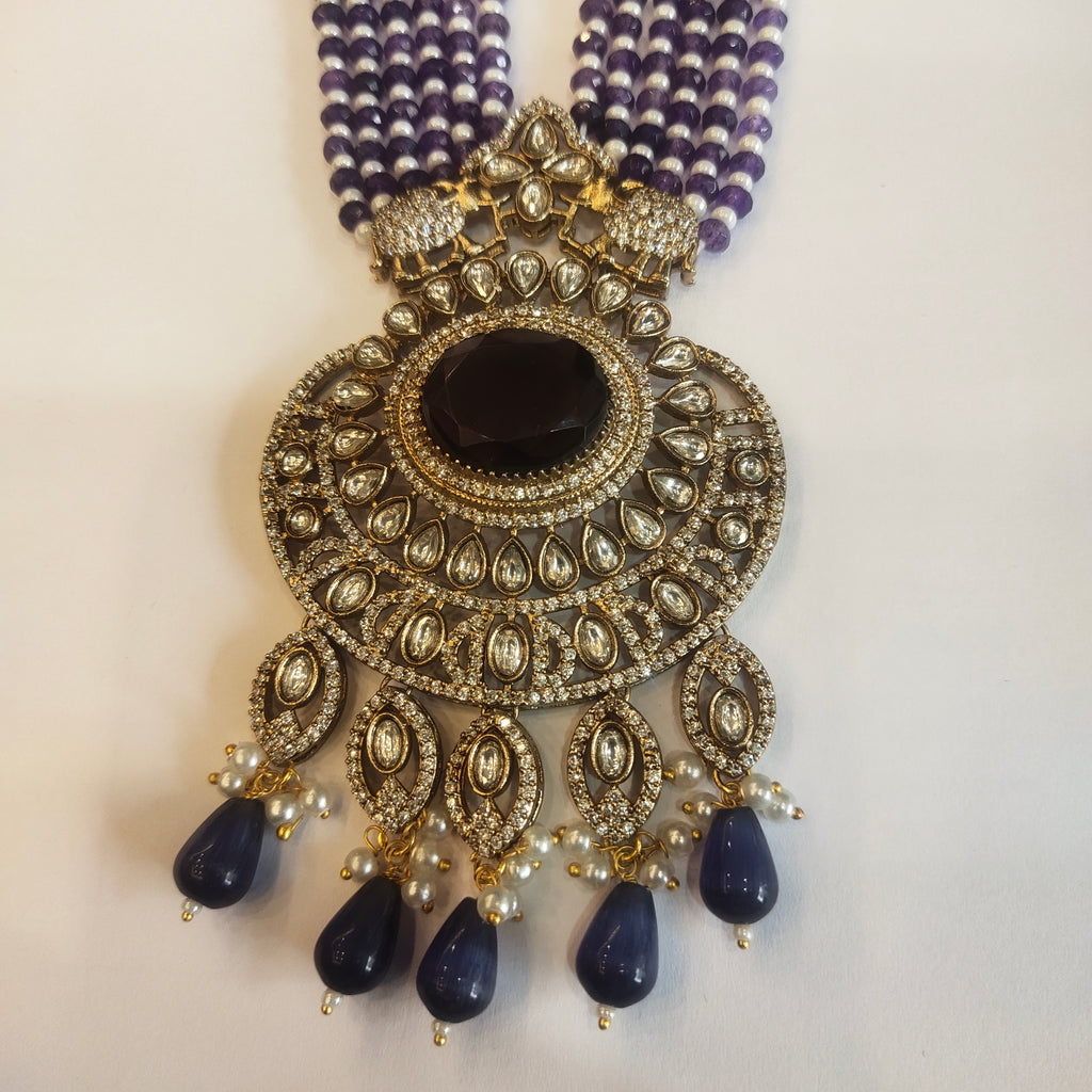 Asp Victorian Purple Zircon Bridal Necklace Set