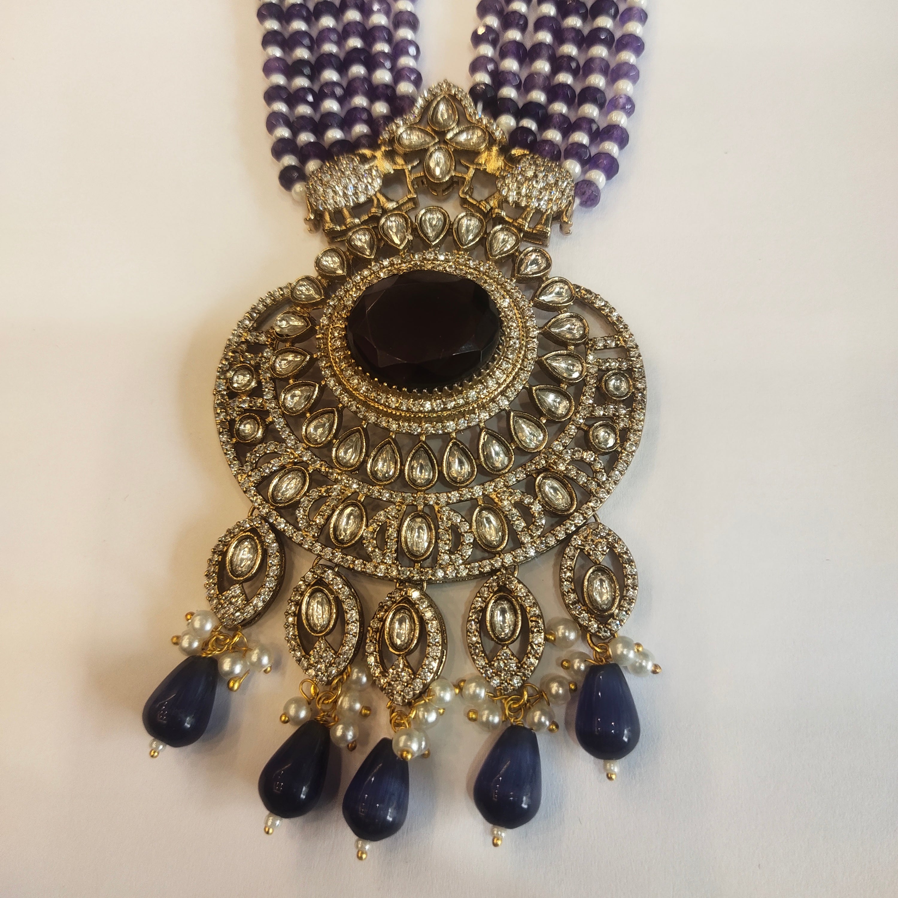 Asp Victorian Purple Zircon Bridal Necklace Set