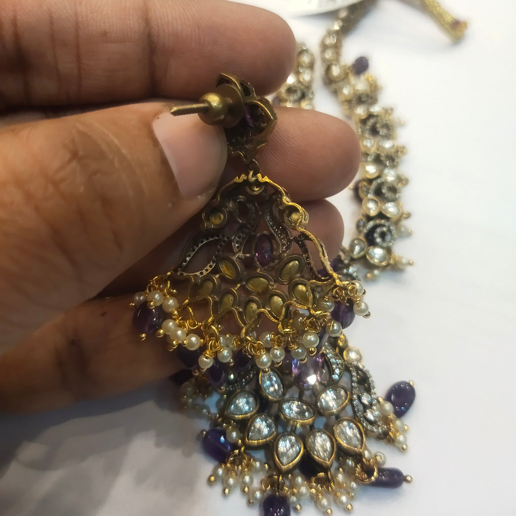 Asp Purple Victorian Zircon Necklace Set