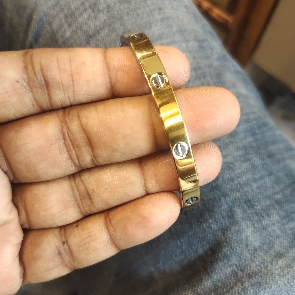 925 Silver Love Bangle Bracelet (Cartier Style) - Gold & Rose Gold Plated - Unisex