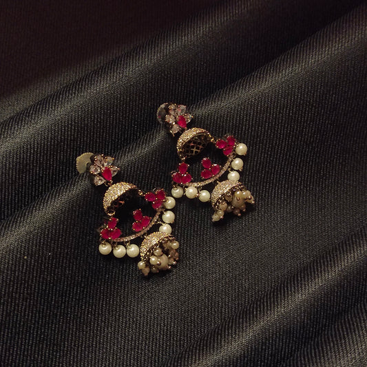 "Regal Elegance: Discover the Timeless Beauty of Asp Fashion Jewellery's Designer Victorian American Diamond Chandbali Earrings!"
