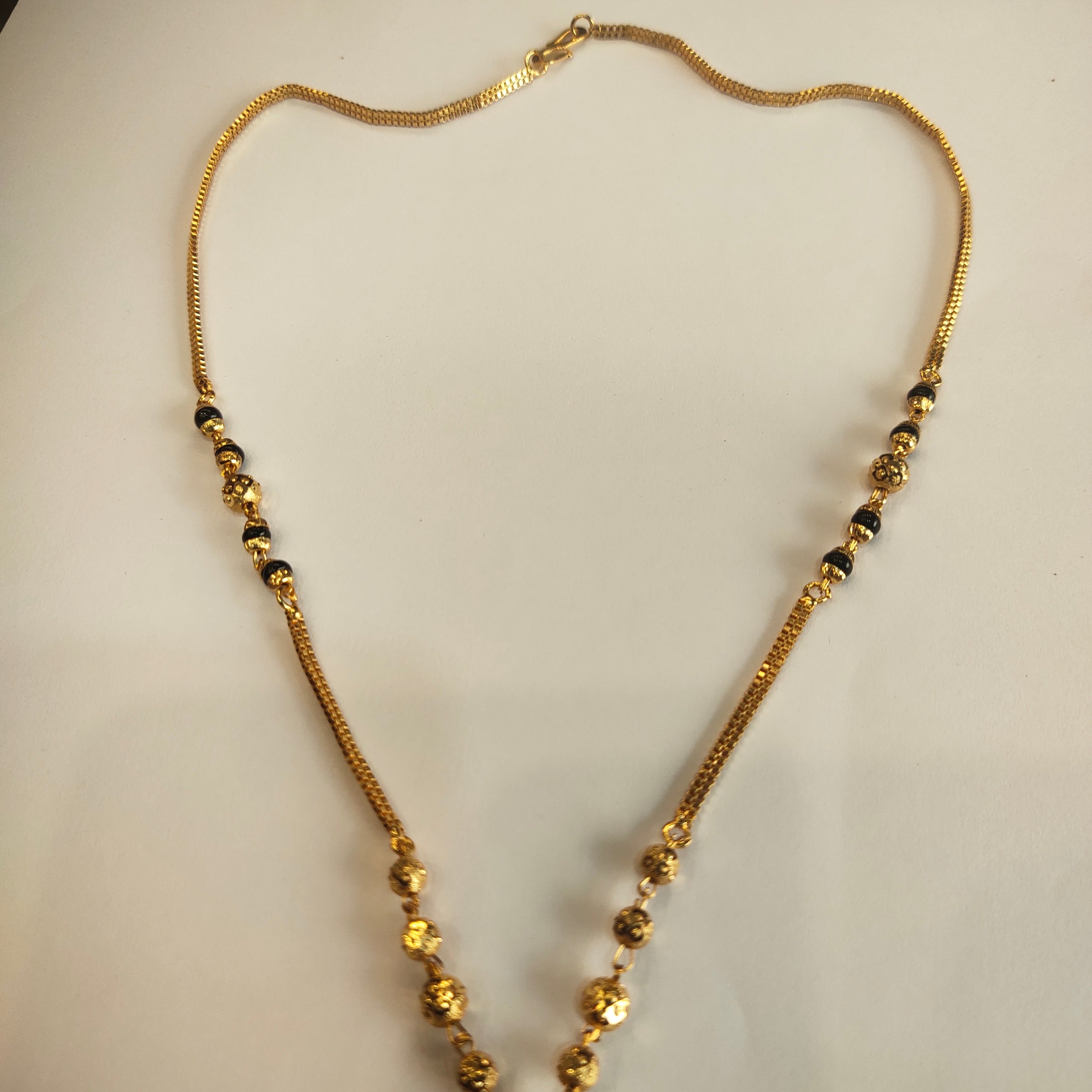 Classic 18-Inch Black Beads Mangalsutra | 24K Gold Plated | Traditional Chain