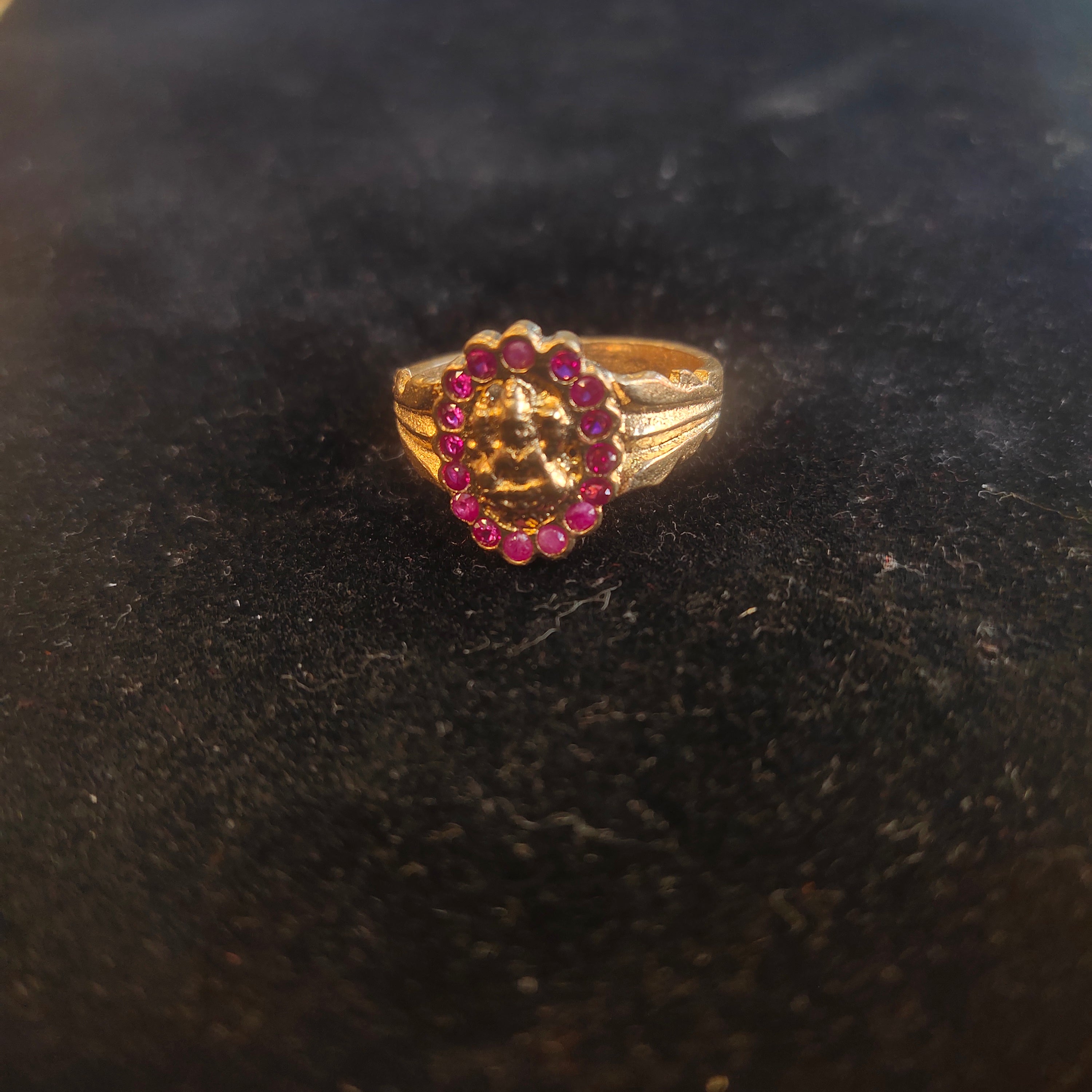 Panchaloha Ruby Goddess Lakshmi Halo Ring