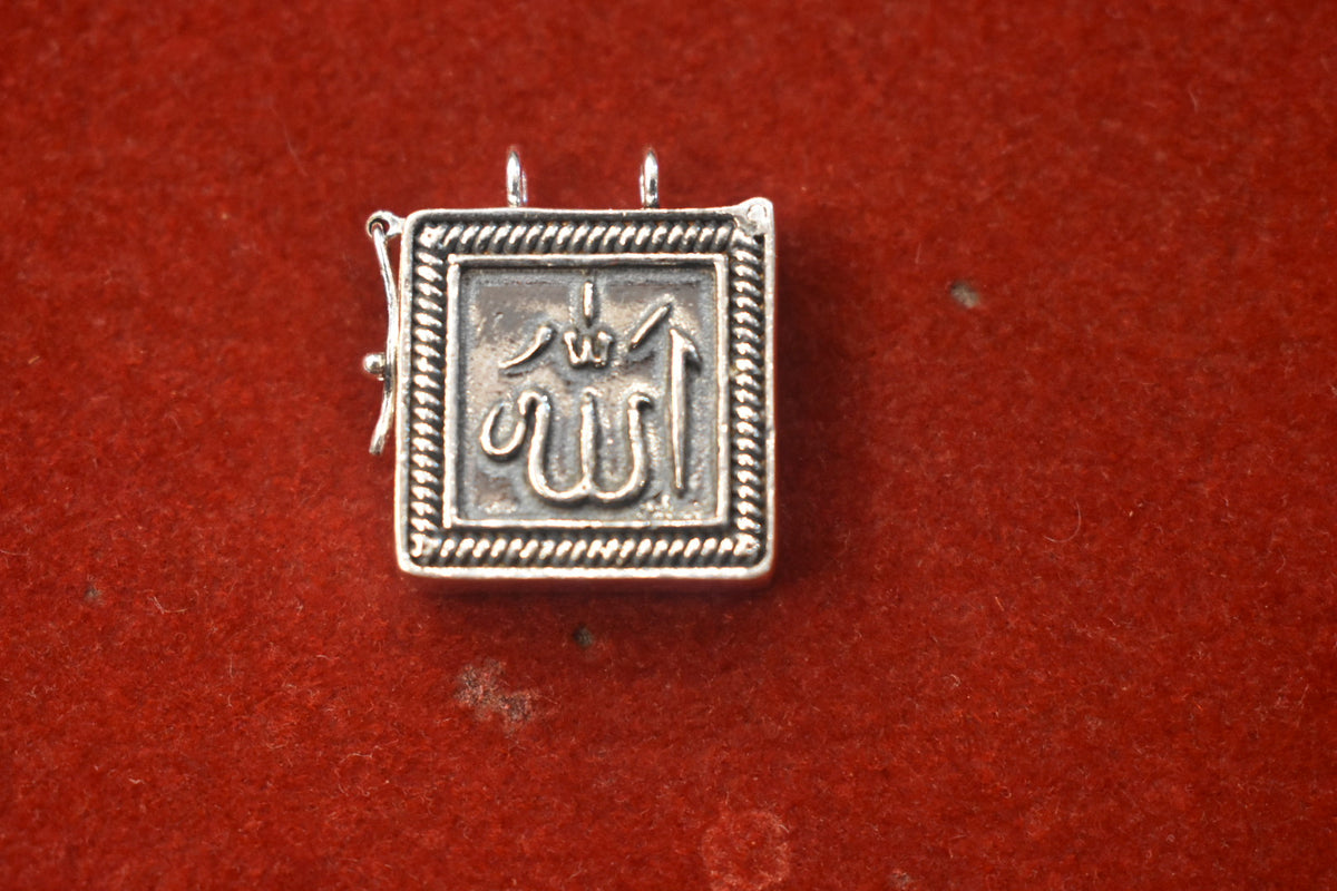 925 Silver Allah Square Locket Amulet Pendant for Men
