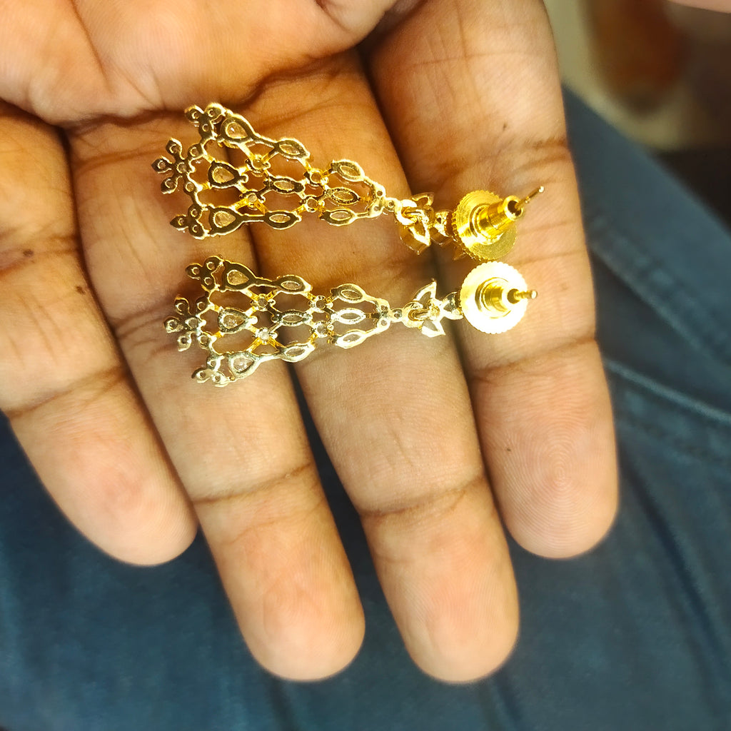 White Zircon Necklace Set - Rhodium Gold Plated