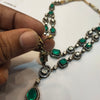 Asp  Victorian Green Emeralds Polki Kundan Necklace Set