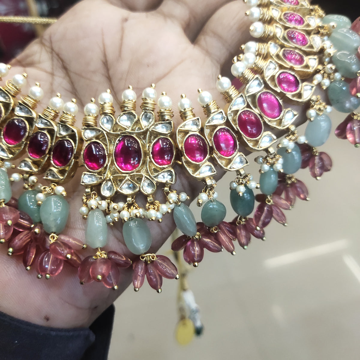 Handcrafted Pachi Kundan Choker Necklace - Traditional Indian Wedding Jewelry