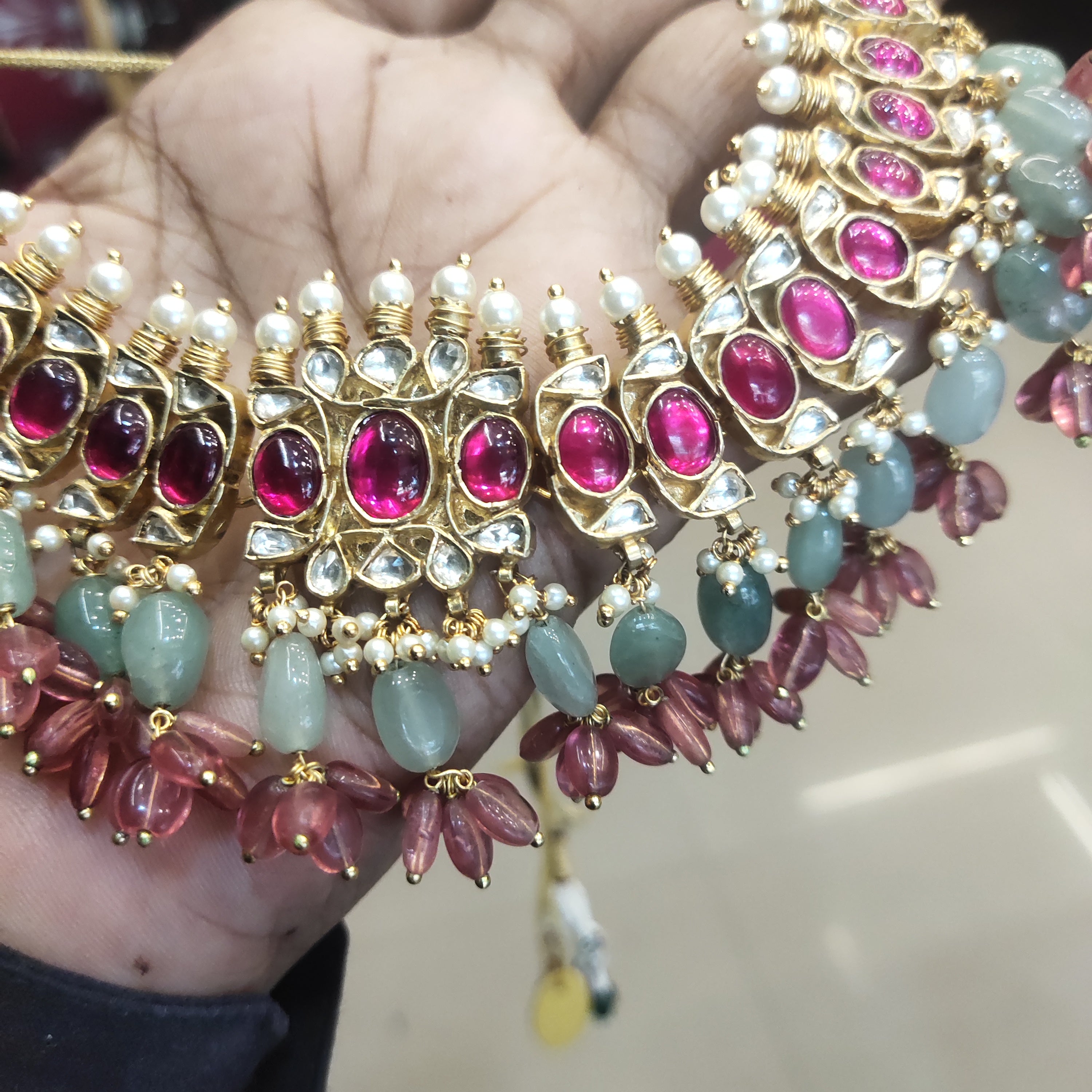 Handcrafted Pachi Kundan Choker Necklace - Traditional Indian Wedding Jewelry