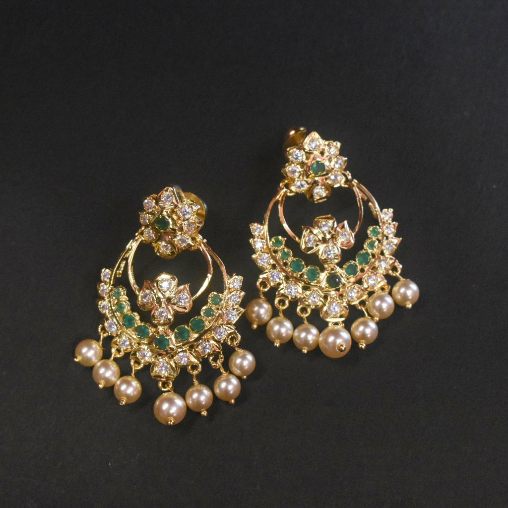 24K Gold Plated Screwback Chandbali Earrings - Elegant Traditional Design