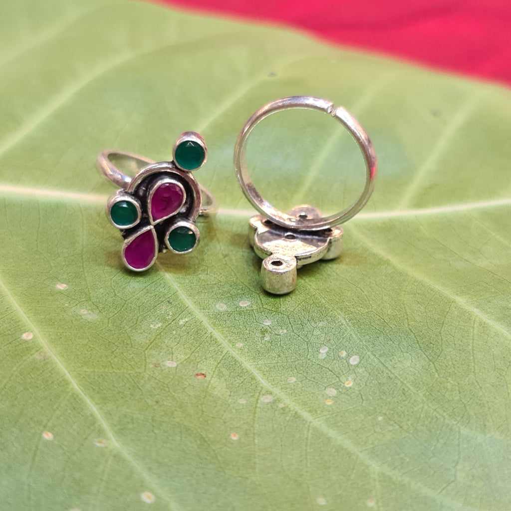 925 Sterling Silver Ruby Toe Rings - Glamorous Bridal Bichiya 8.6g