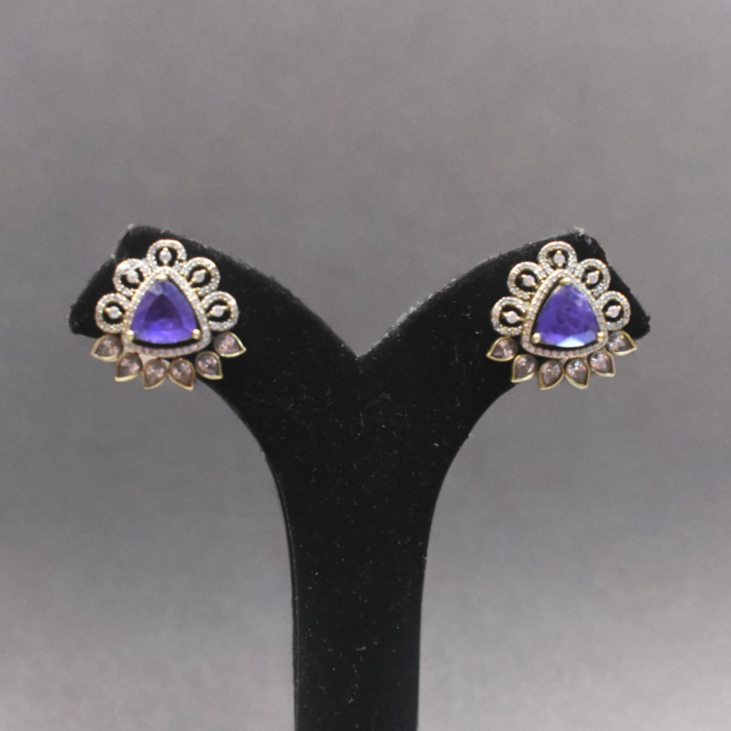 Victorian Zircon Stud Earrings - Elegant Period Design