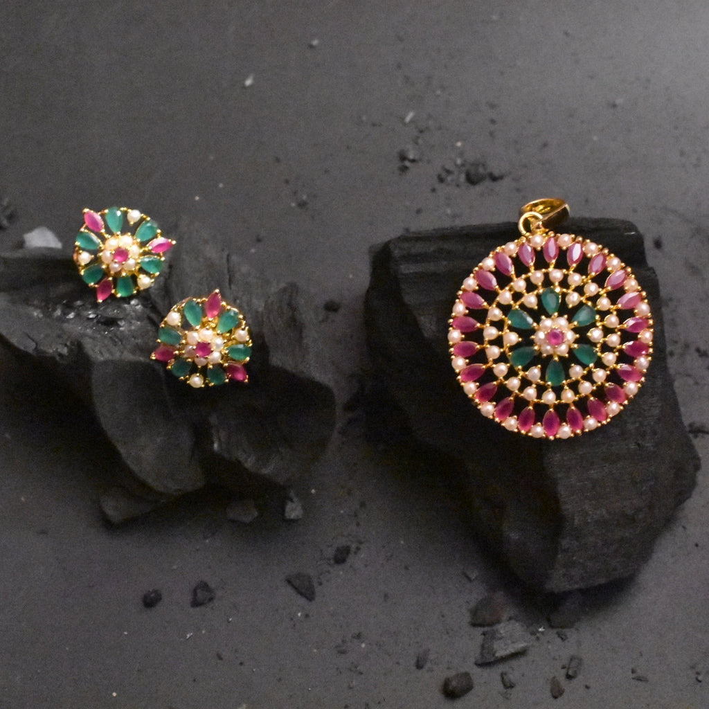 Gems & Pearl Pendant Sets - Glamour Collection